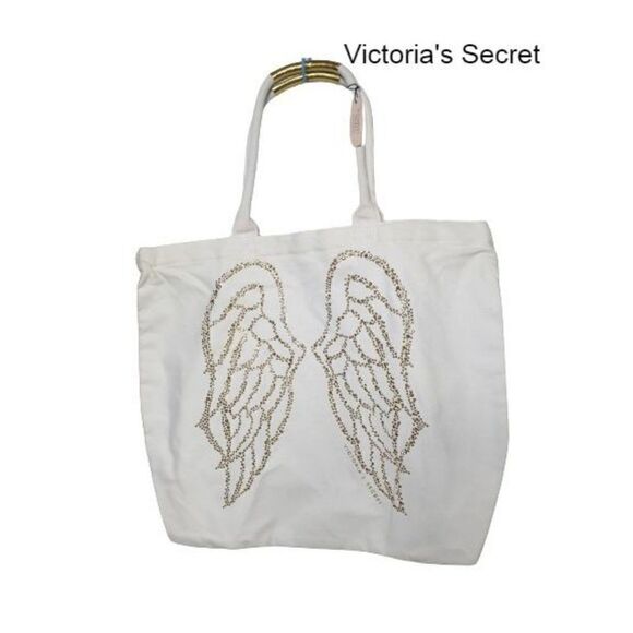 Victoria's Secret Heavenly Studded Angle Wings Beach Tote Bag NWT - Picture 1 of 7